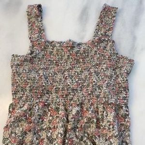 Old Navy Smocked Blouse Floral Print Sleeveless Ruffle Swing Multicolor Size XL